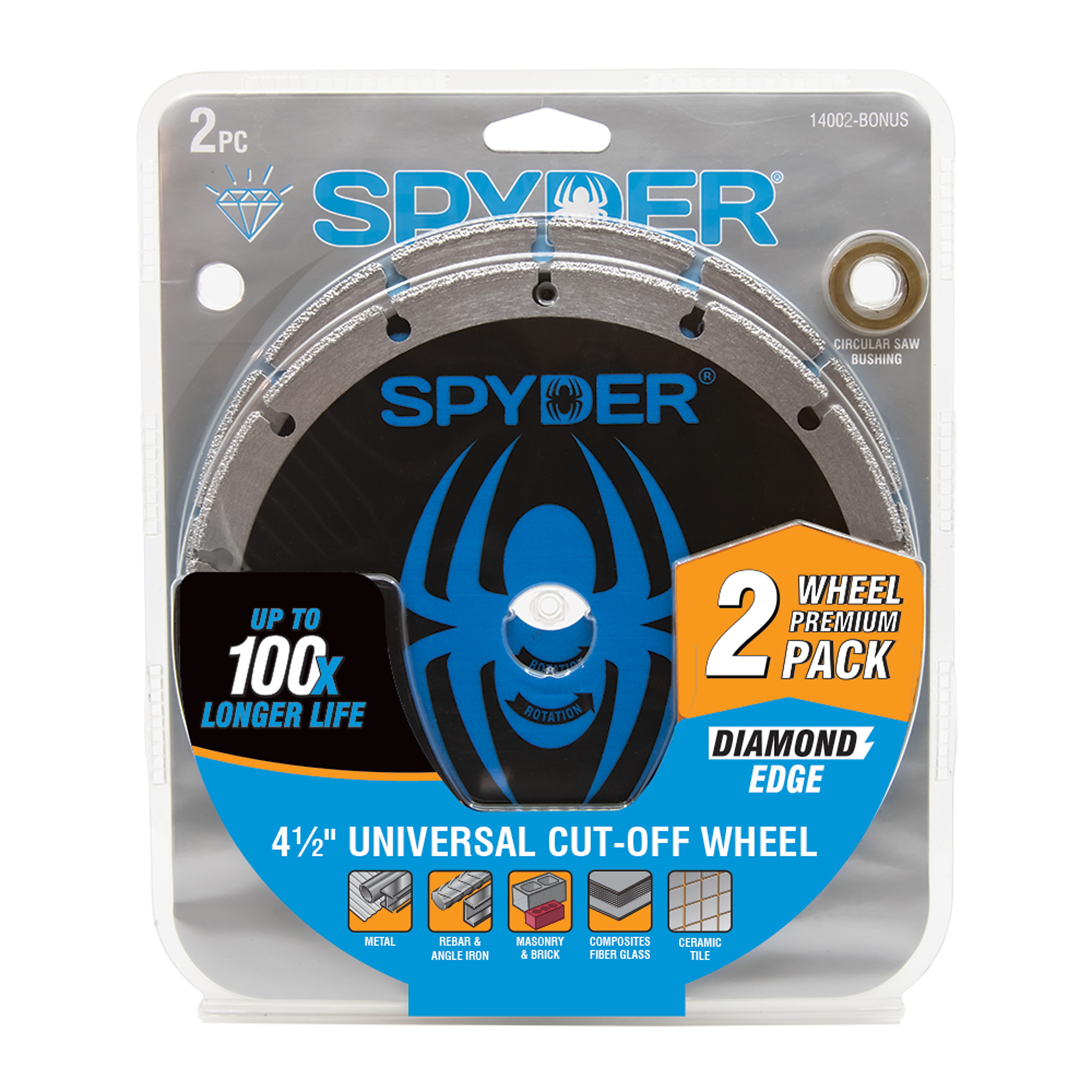 SPYDER 4.5-In Diamond Edge Cut-Off Wheel, 2Pk Model# 14002
